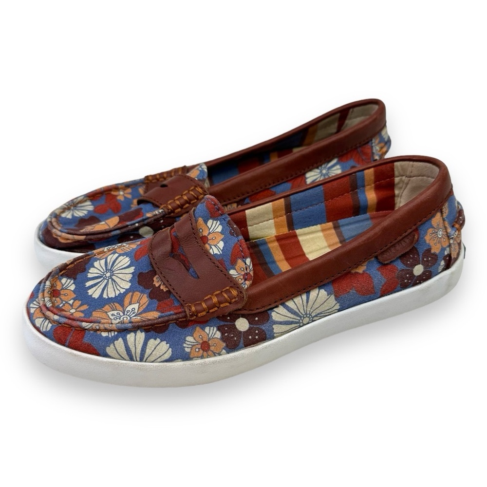 Cole Haan Floral Blue and Brown Loafers